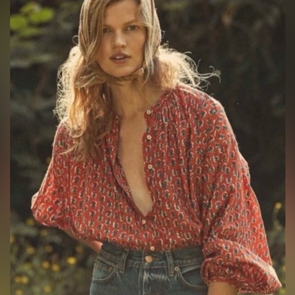 Doen Jane Calico Canyon Blooms shirt blouse blockprint XS worn once!